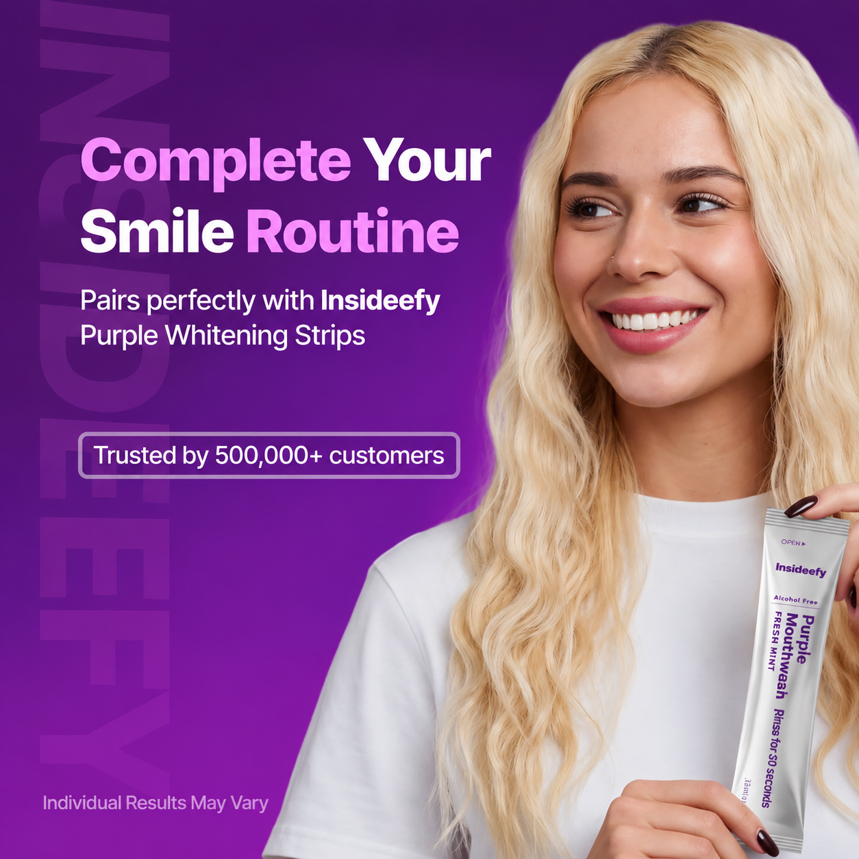 Purple Mouthwash - Sachets 20 Pack - Peroxide-Free - Alcohol Free - Vegan Mint