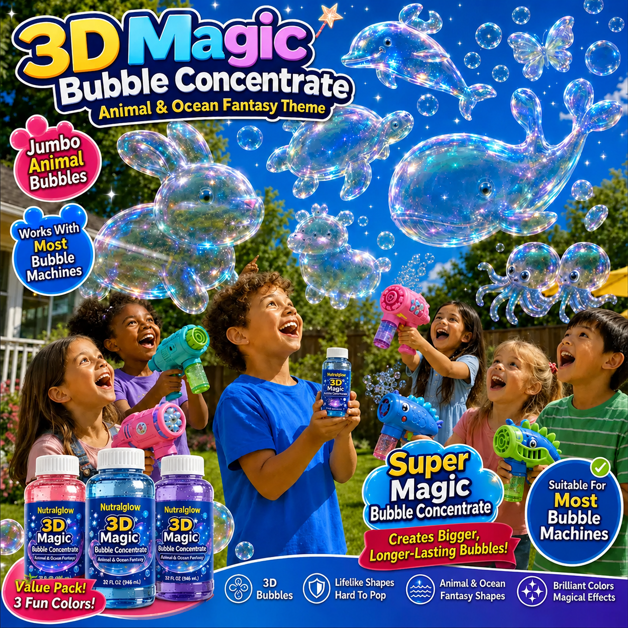 123® Super 3D Magic Bubble Concentrate —— Animal & Ocean Fantasy Theme