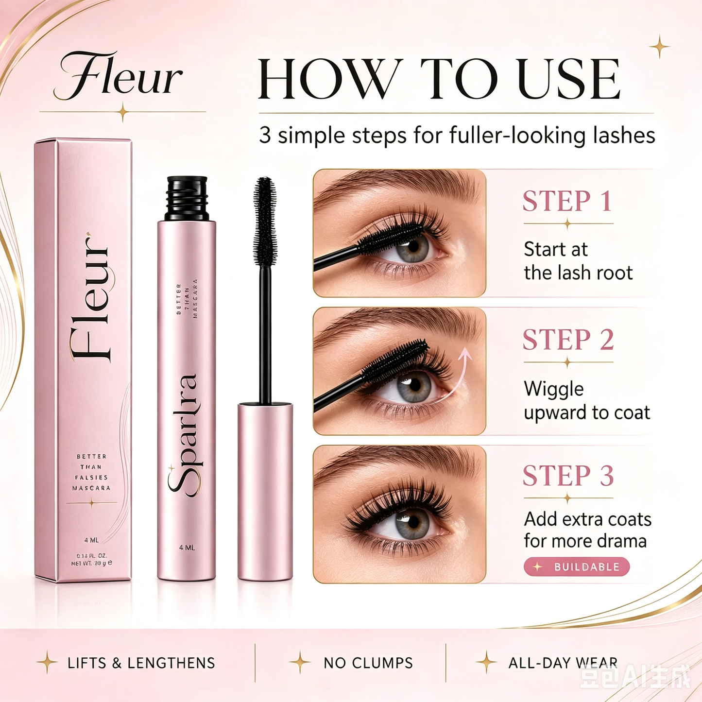 Fleur Lash Growth Mascara – Clump-Free Volume, Longer-Looking Lift & Lash Conditioning Care